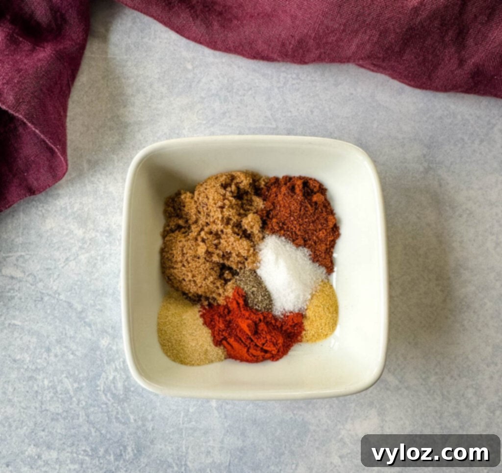 homemade BBQ rub spices in a white bowl