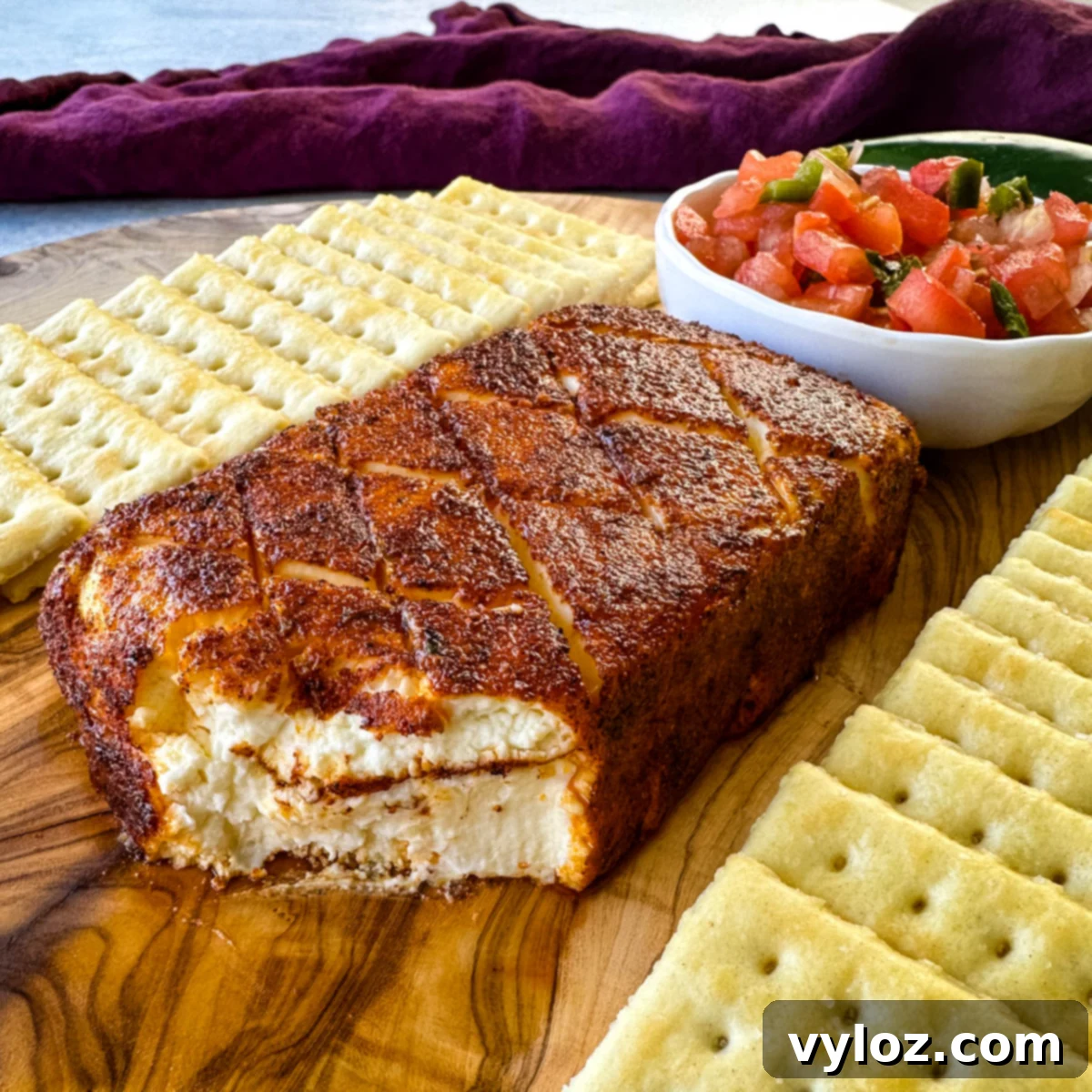 smoked cream cheese on a plate with club crackers