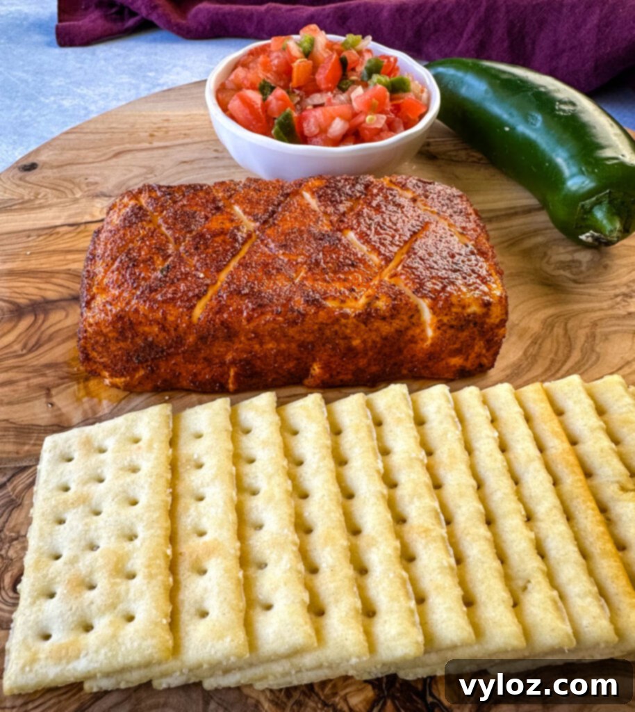 smoked cream cheese on a plate with club crackers