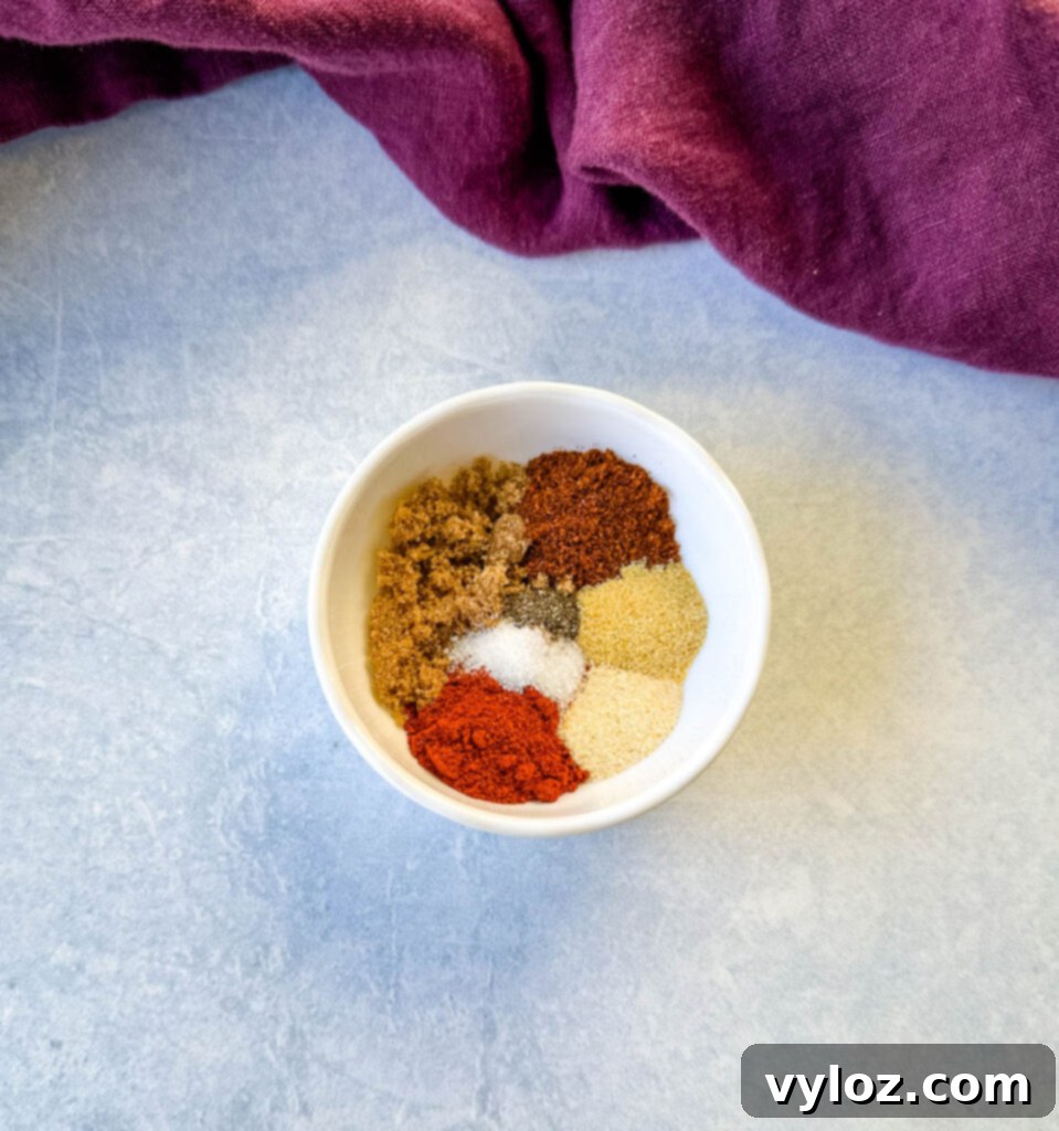 homemade BBQ rub spices in a white bowl