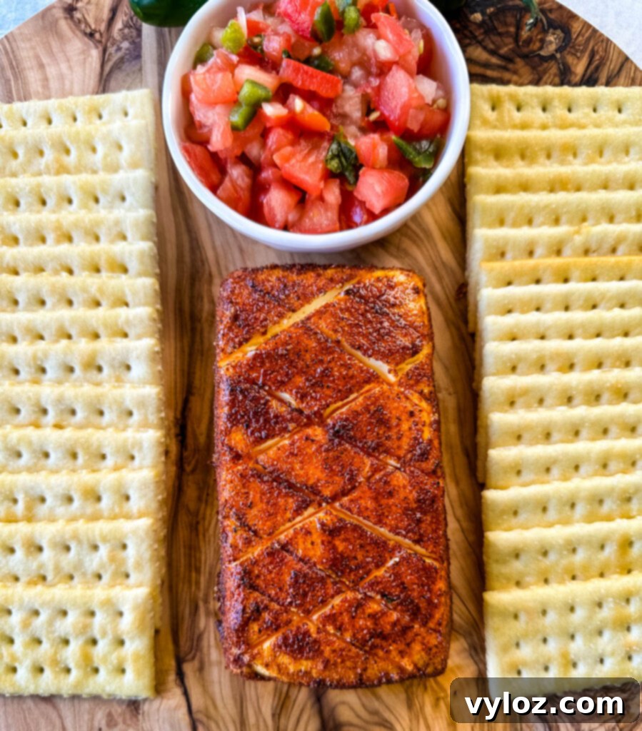 smoked cream cheese on a plate with club crackers