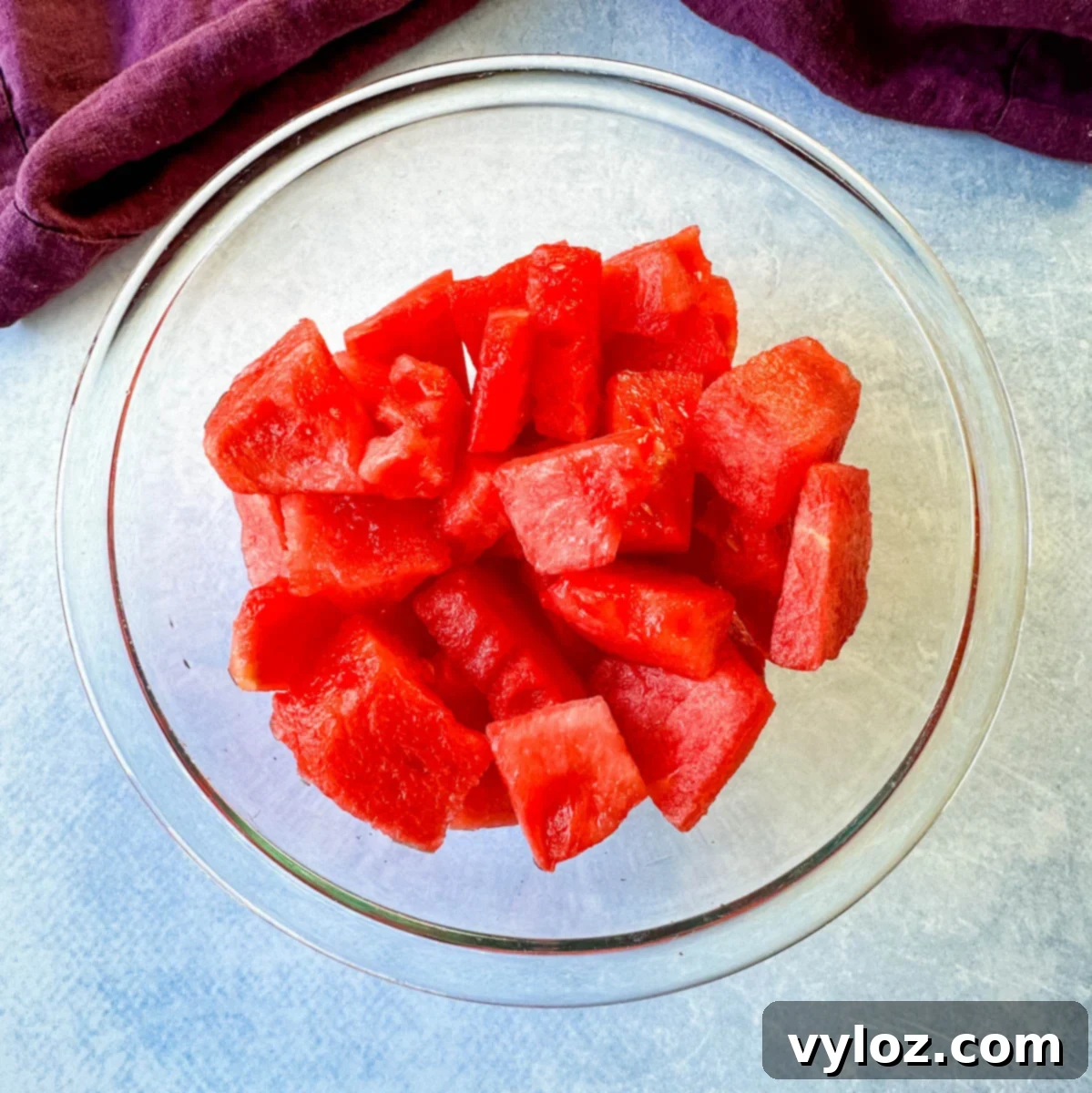 fresh watermelon chunks in a glass bowl
