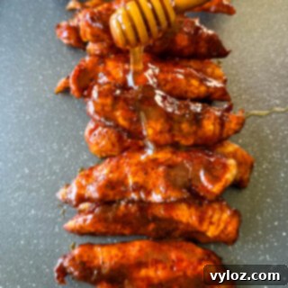 smoked chicken tenders drizzled in honey bbq sauce