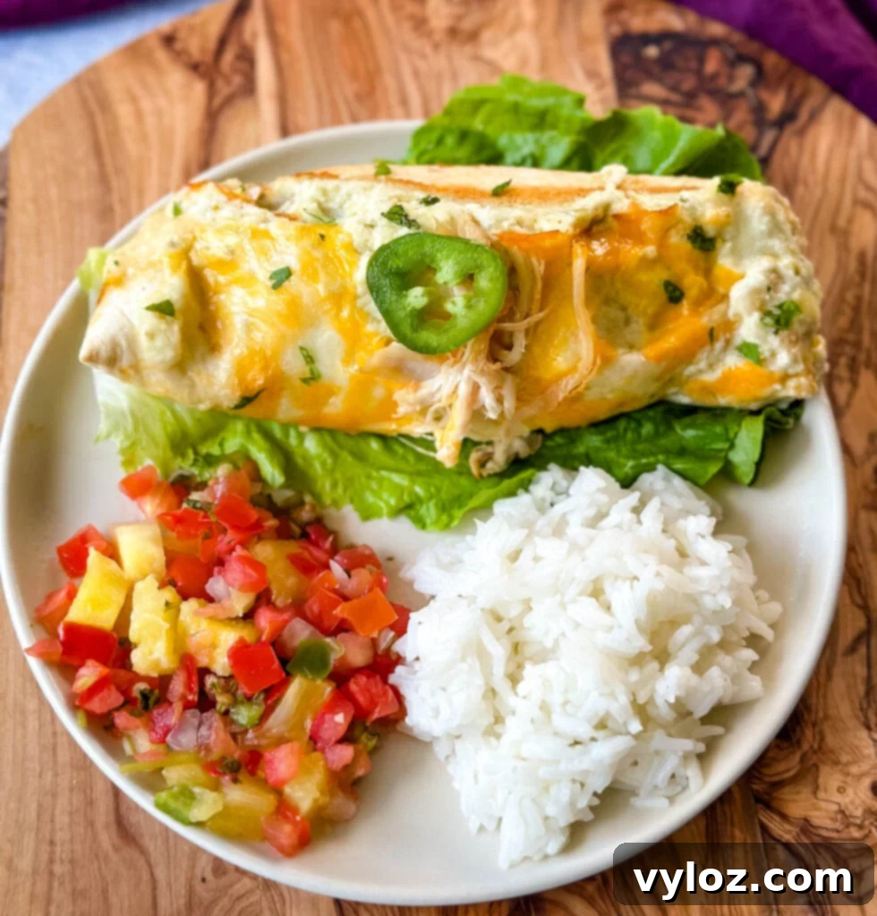 rotisserie chicken enchiladas on a plate with pico de gallo and jalapenos
