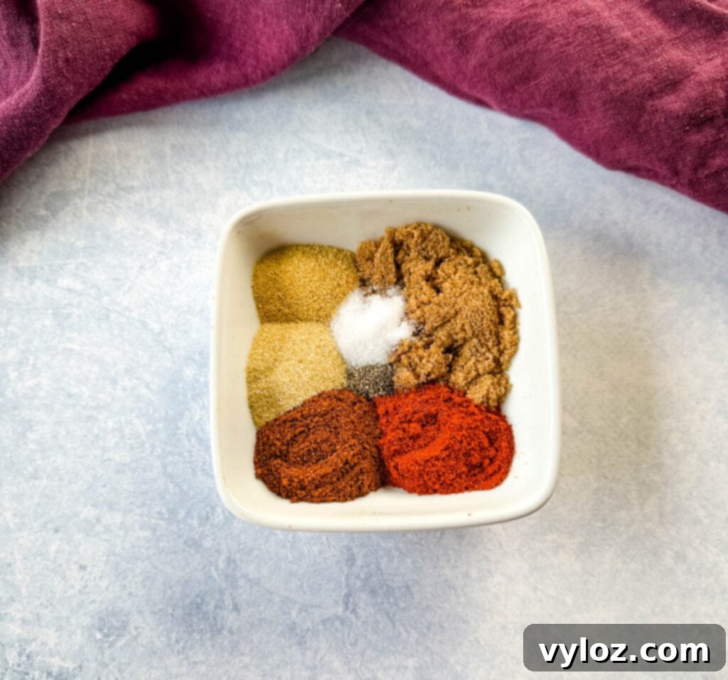 homemade BBQ rub spices in a white bowl