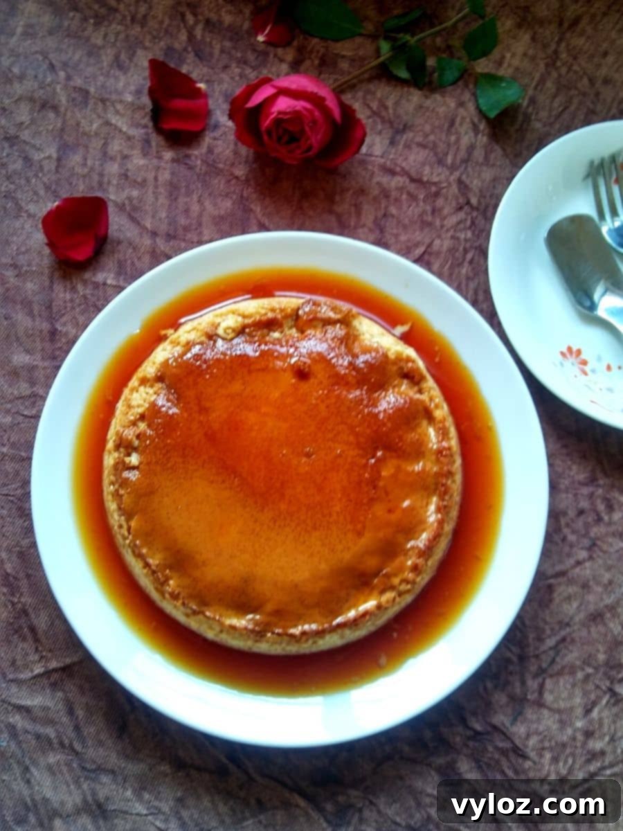 Silky Smooth Egg Custard 3 caramel egg pudding served on plate