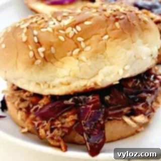 instant pot bbq pulled chicken on white plate