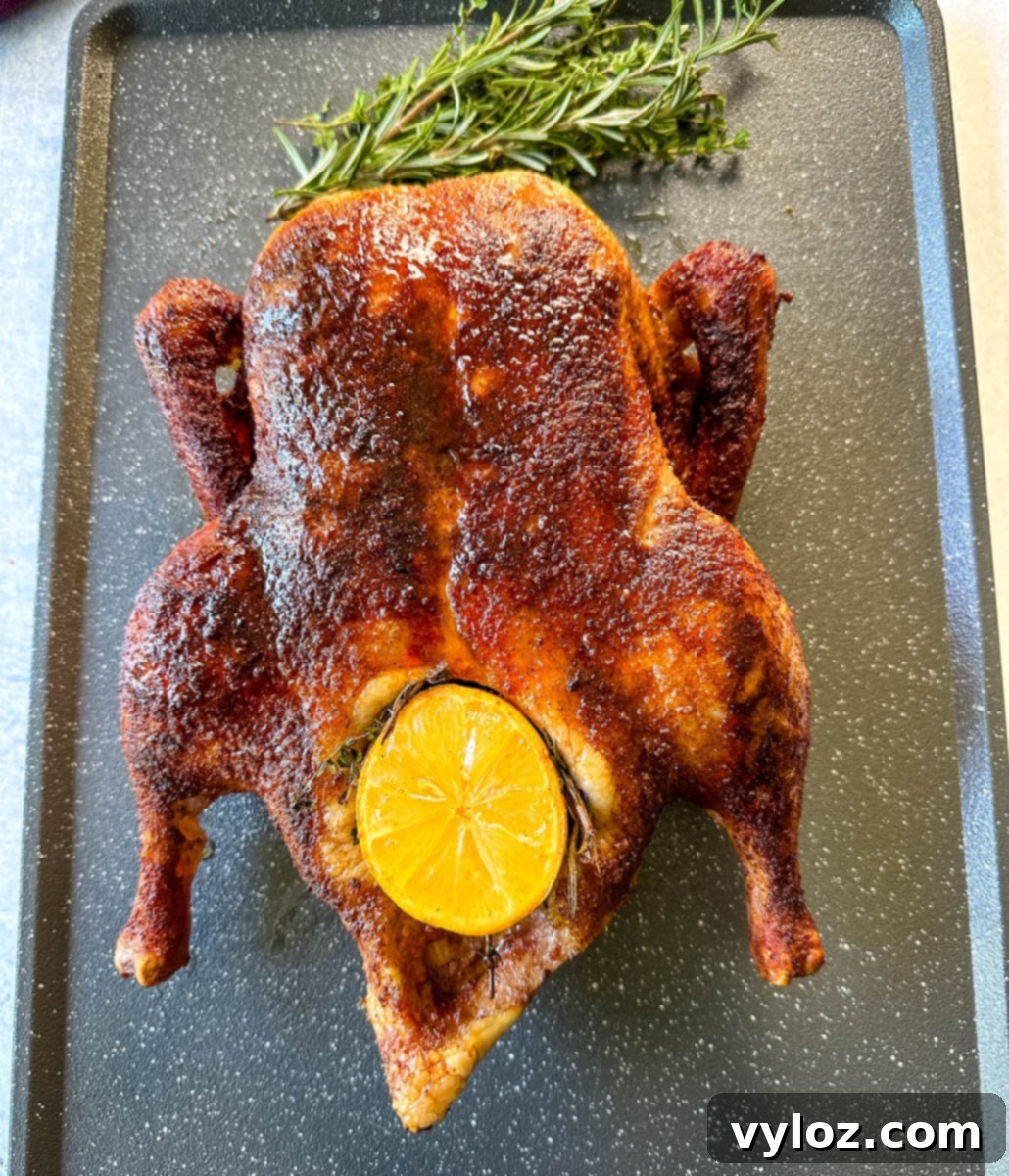 Mastering Smoked Duck 8 smoked duck on a sheet pan stuffed with lemon and herbs