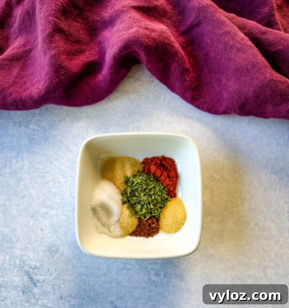 homemade steak dry rub in a white bowl