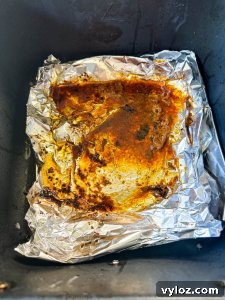 roast beef drippings in foil in an air fryer