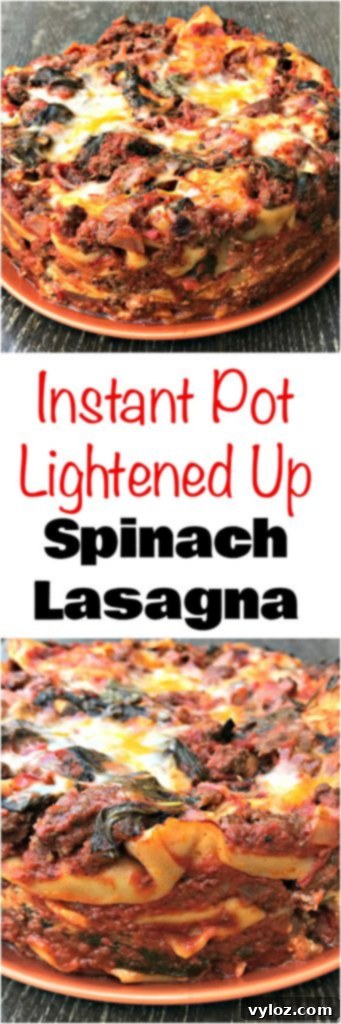instant pot pressure cooker spinach lasagna - pin graphic