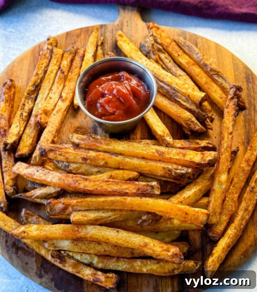 Cajun Seasoned Fries 2 Cajun fries on a platter with ketchup
