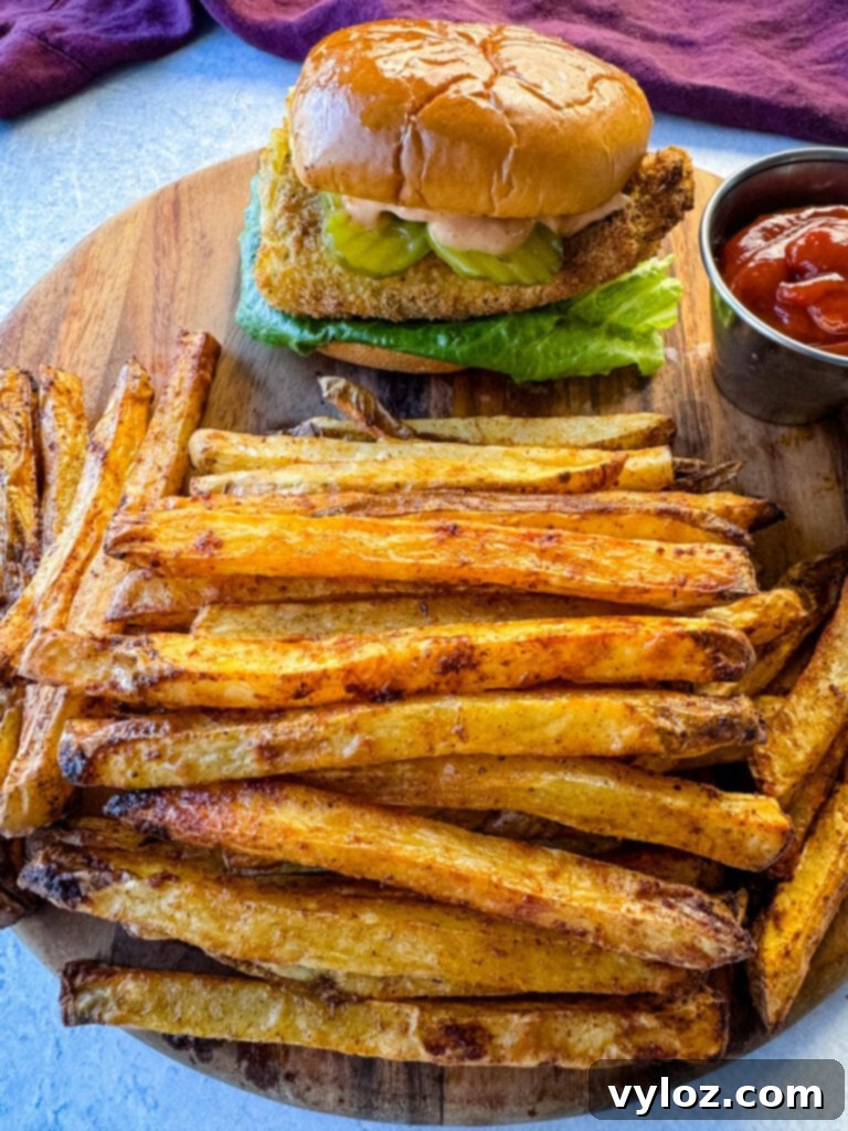 Cajun Seasoned Fries 11 Cajun fries and a fish sandwich on a platter with ketchup