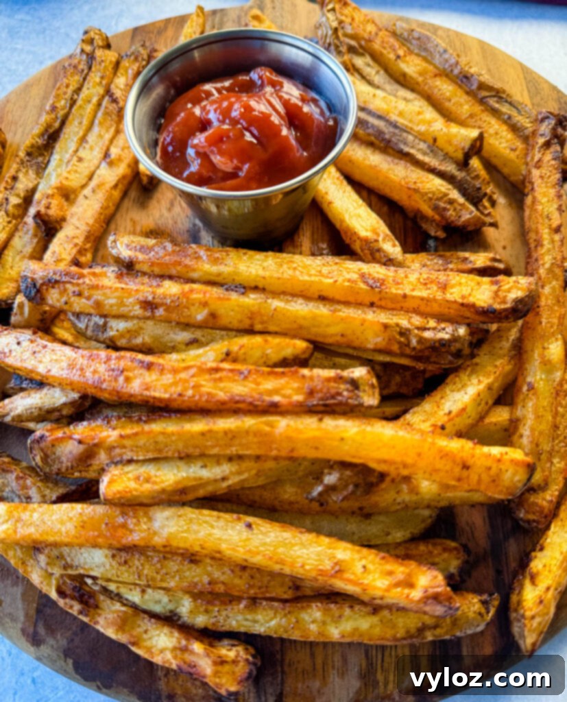 Cajun Seasoned Fries 12 Cajun fries on a platter with ketchup