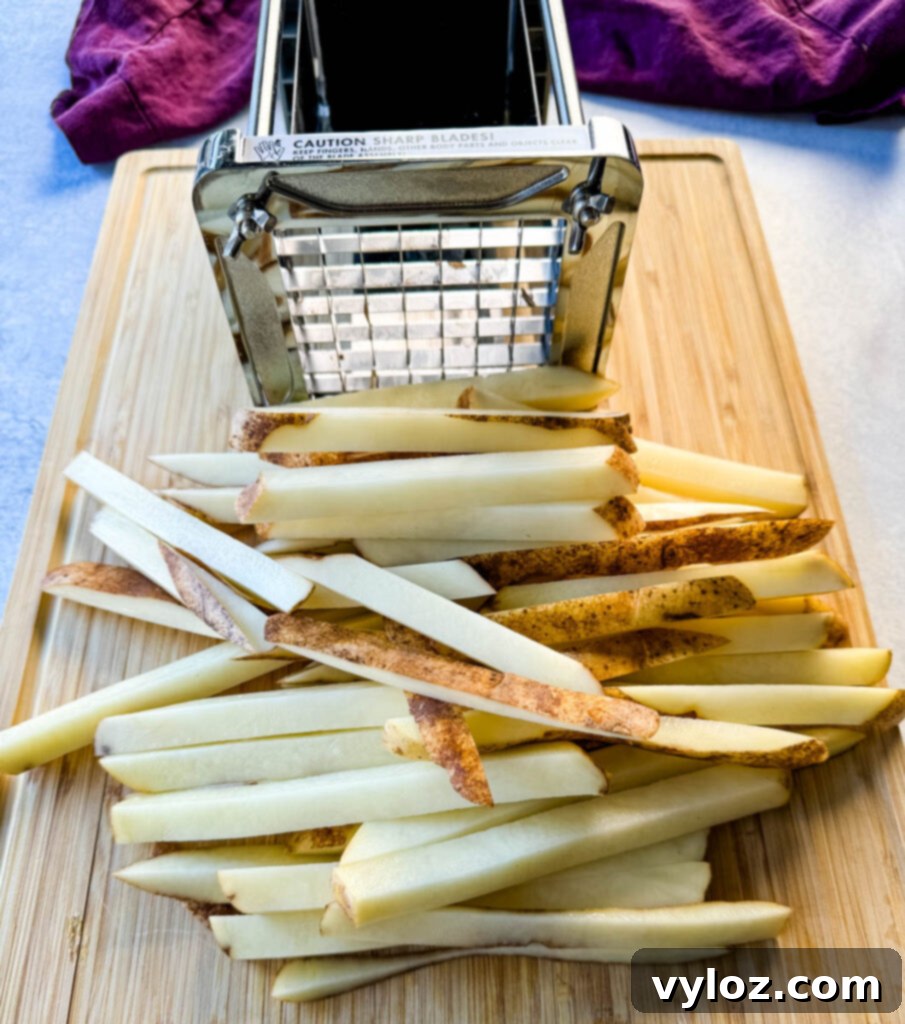 Cajun Seasoned Fries 4 sliced russet potatoes cut into fries with a fry cutter