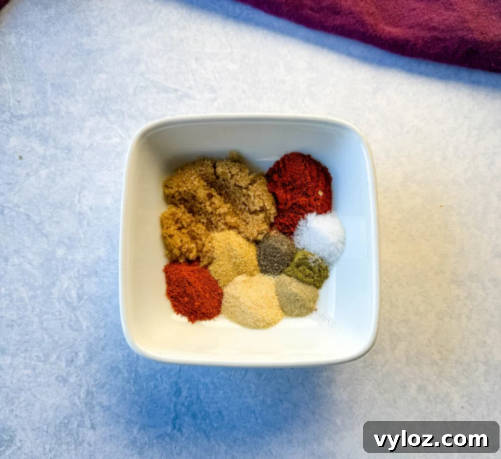 Cajun Seasoned Fries 6 homemade Cajun rub seasonings in a white bowl