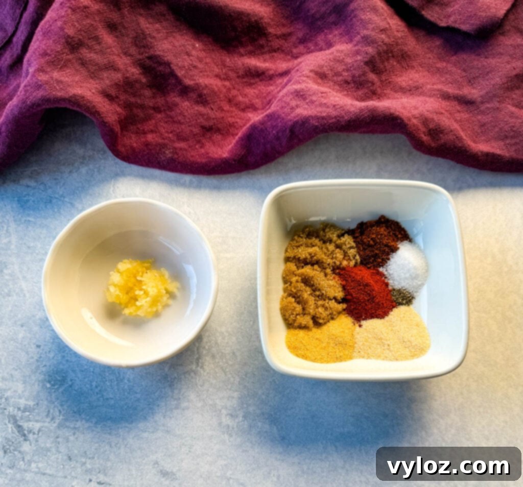 homemade bbq rub in separate white bowls