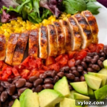Savory Grilled Chicken Rub 12 grilled chicken on a plate with vegetables and avocado