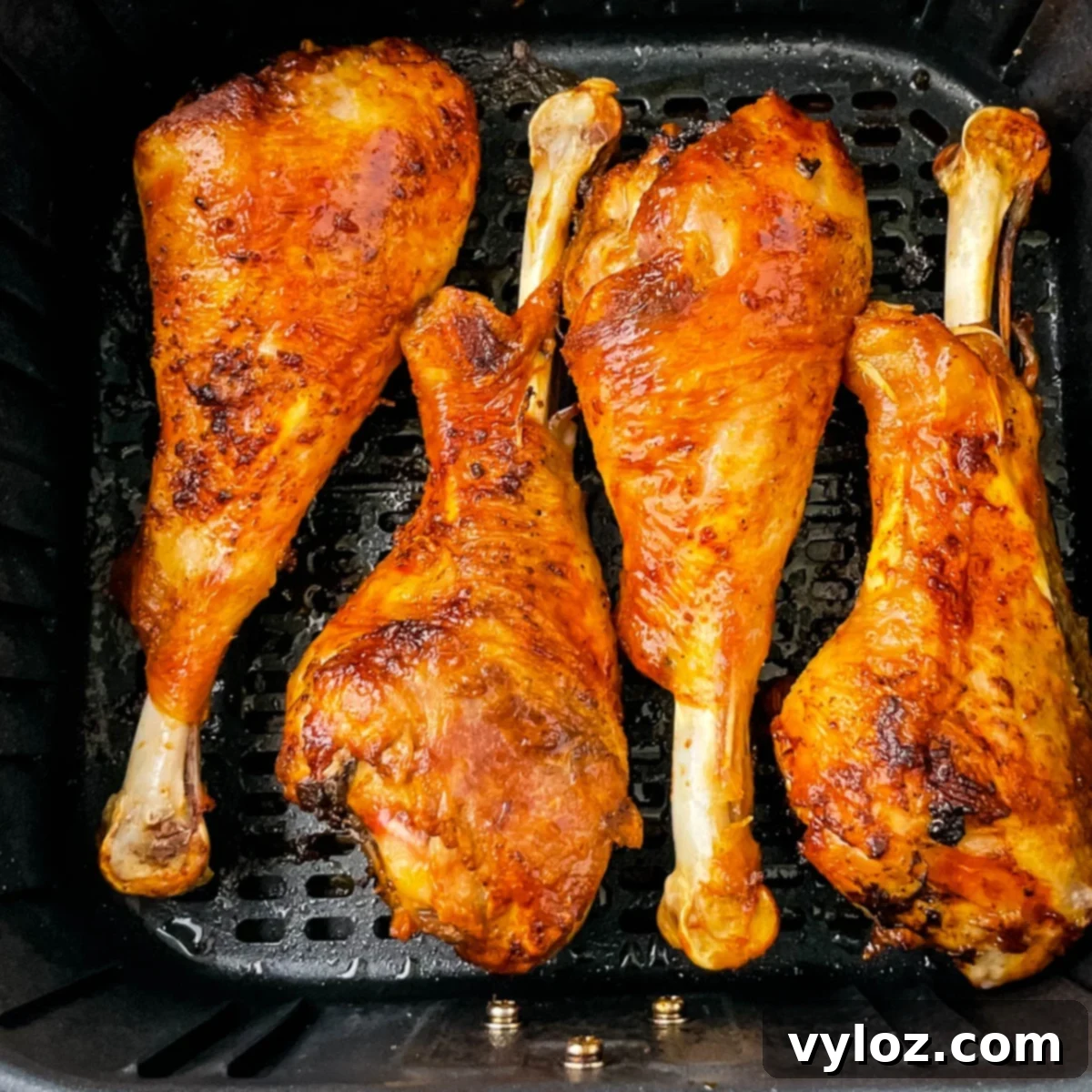Air Fryer Turkey Legs, seasoned and roasted to crispy perfection