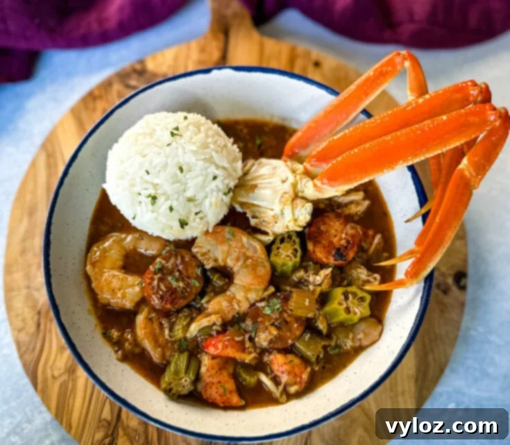 Cajun Seafood Gumbo with Shrimp and Crab, a classic Louisiana stew