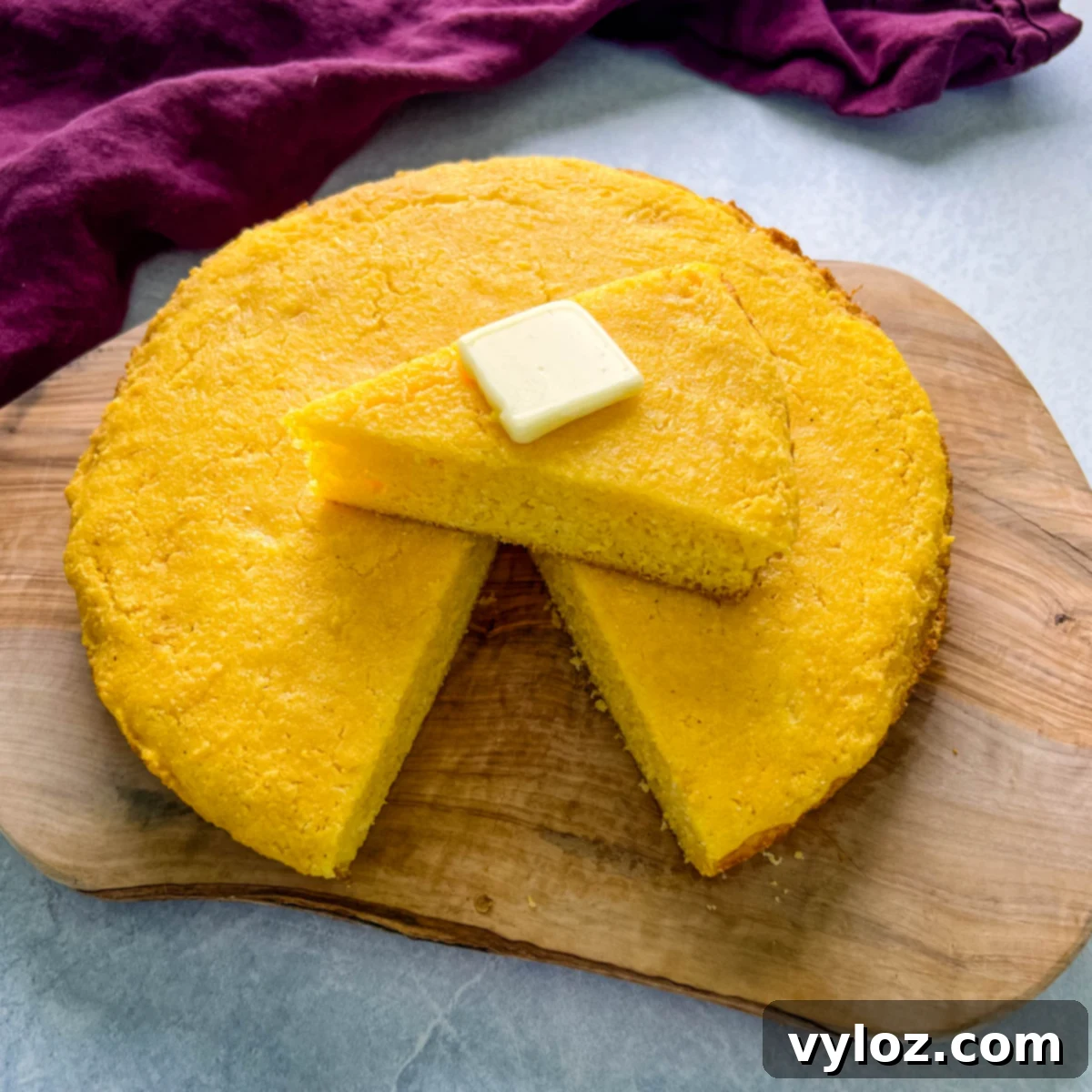 Homemade Classic Southern Cornbread, baked in a cast iron skillet