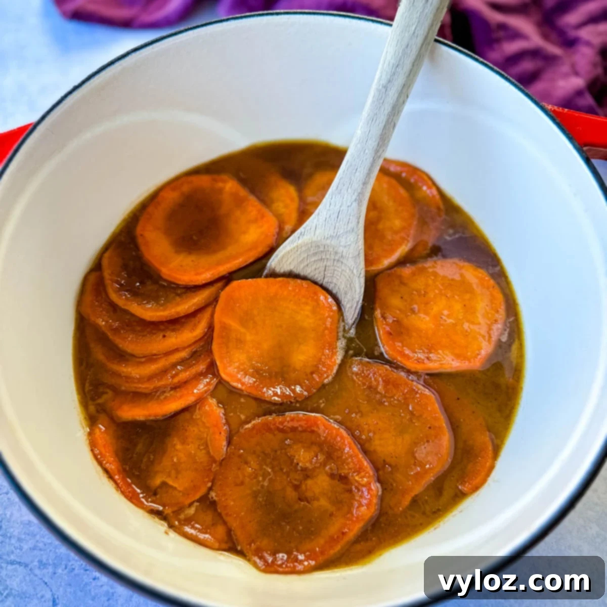 Stovetop Candied Sweet Potatoes (Yams) with caramelized glaze and warm spices