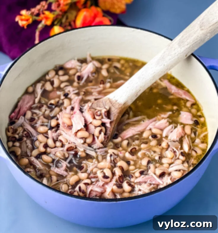 Southern Black Eyed Peas with Smoked Turkey, rich broth for New Year's or any celebration