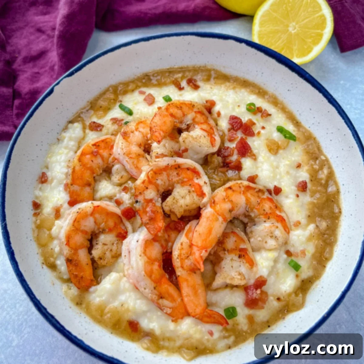 Cajun New Orleans Shrimp and Grits, creamy grits with spicy gravy