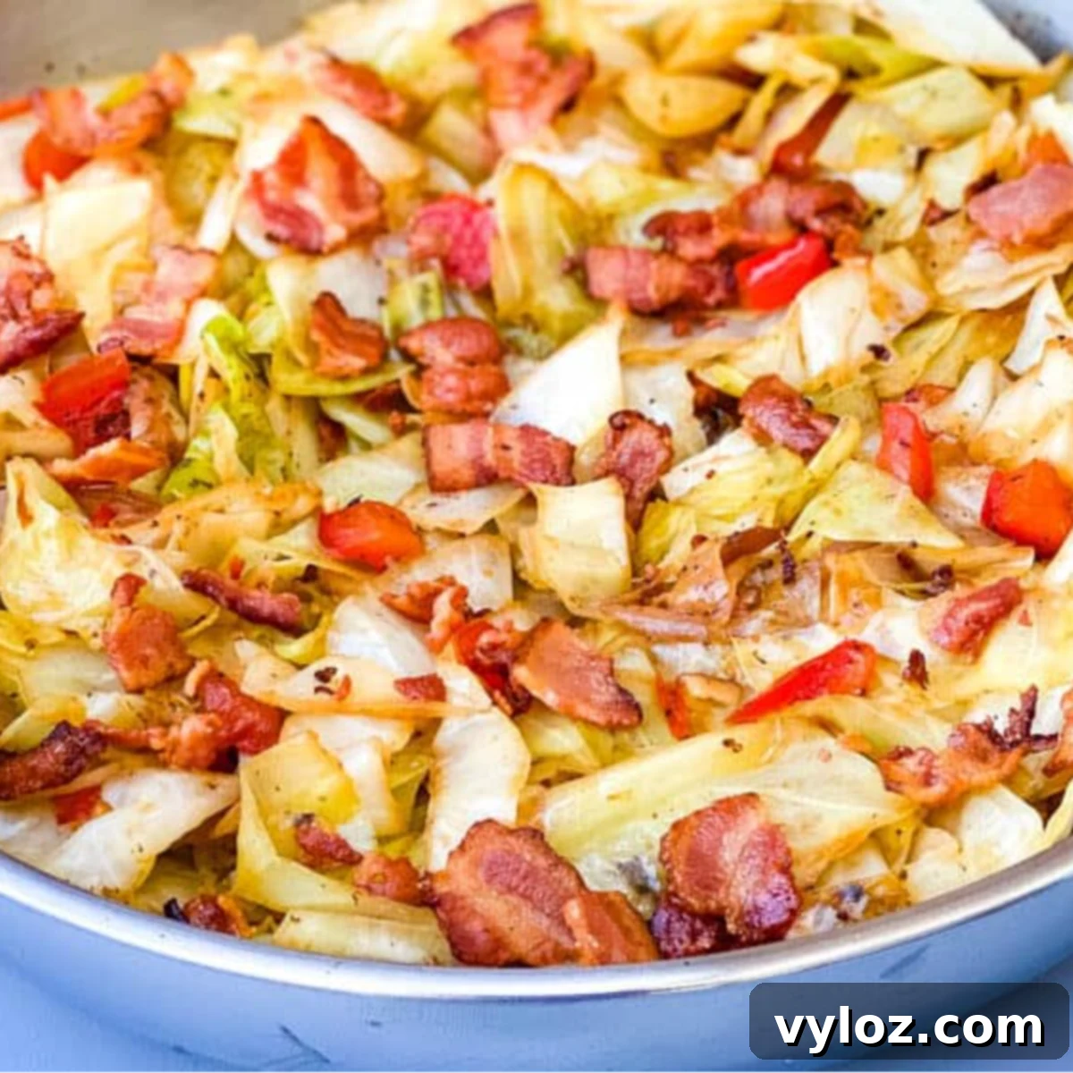 Southern Fried Cabbage, quick recipe with bacon and onions