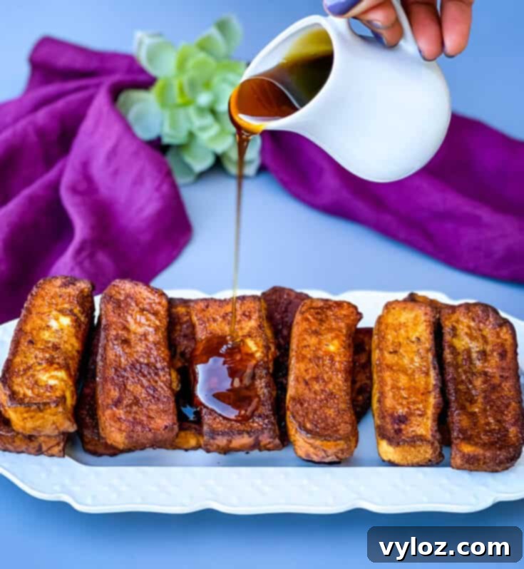 Easy Air Fryer French Toast Sticks, quick sweet breakfast, freezer friendly