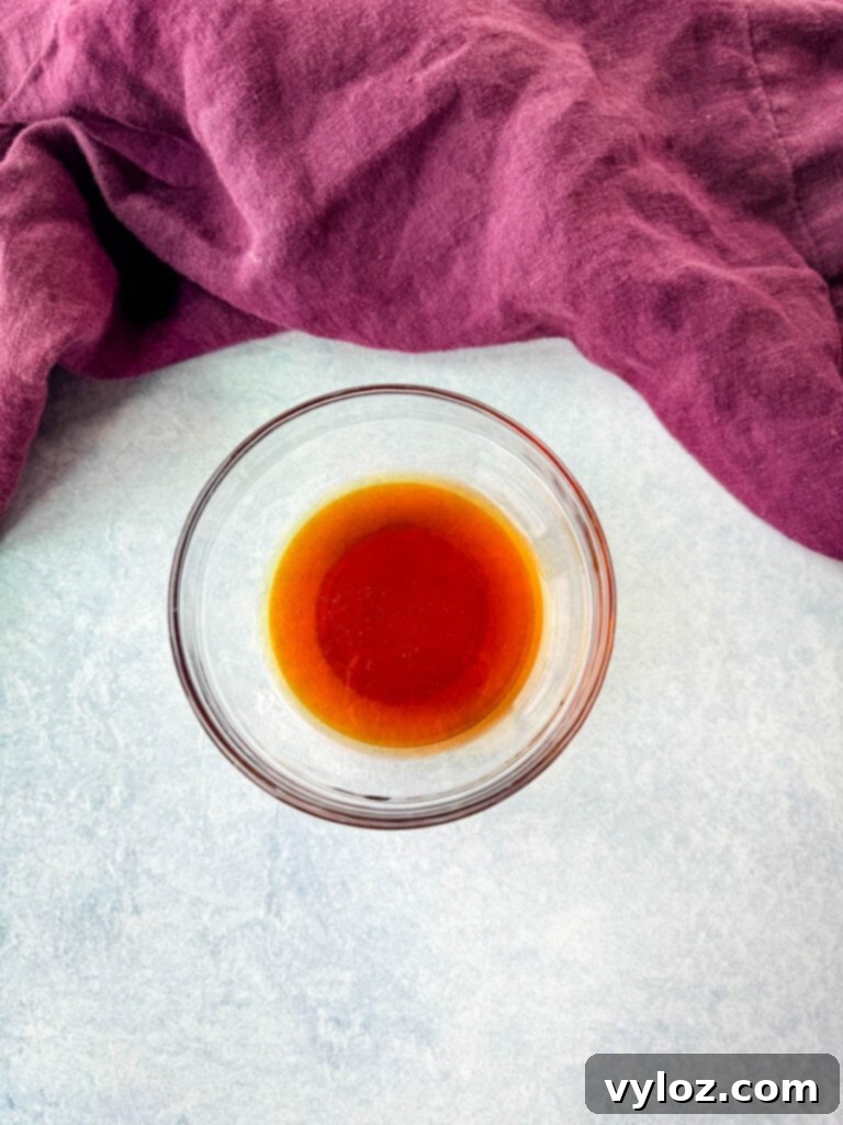 Hot honey sauce in a glass bowl