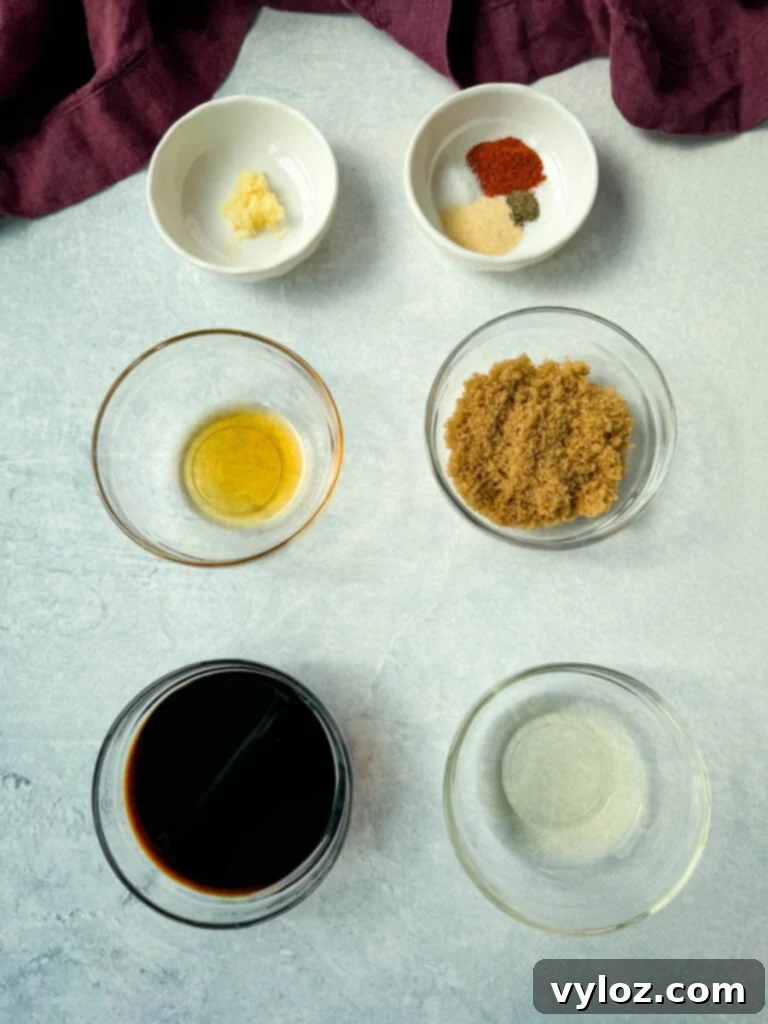 Ramen Noodle Beef and Broccoli Stir Fry 3 garlic, spices, rice vinegar, soy sauce, brown sugar or sweetener, and sesame oil in separate glass bowls