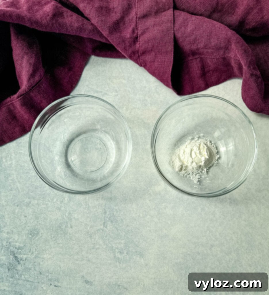 Ramen Noodle Beef and Broccoli Stir Fry 8 cornstarch and water in separate glass bowls