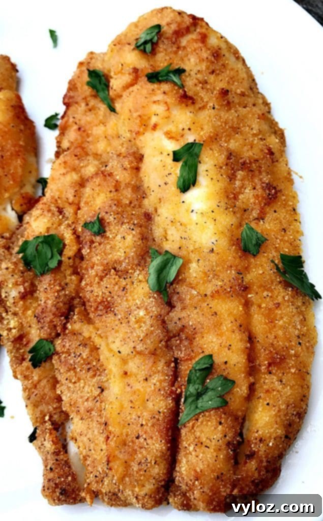 air fryer 3 ingredient fried catfish on a white plate