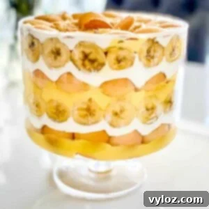 Delicious layers of a banana pudding trifle with Nilla Wafers, a classic Southern dessert