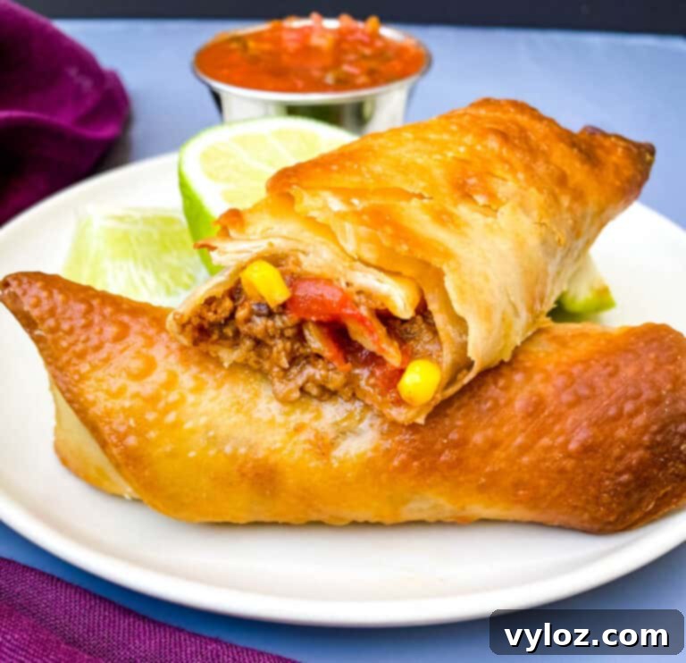Air Fryer Beef Taco Fried Egg Rolls