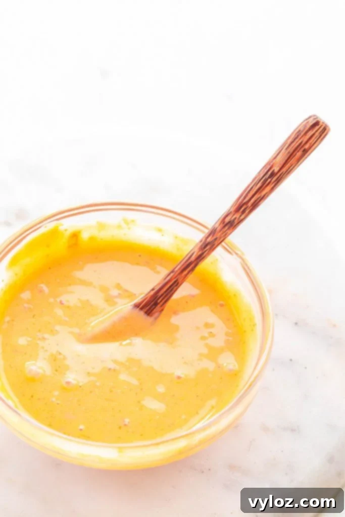 Finished air fryer bang bang sauce in a bowl