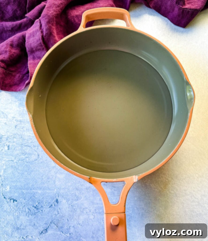 water in a pan for steaming