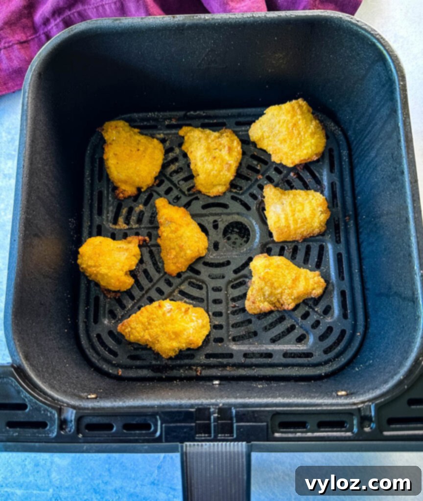 Simple Catfish Nuggets 10 catfish nuggets in an air fryer