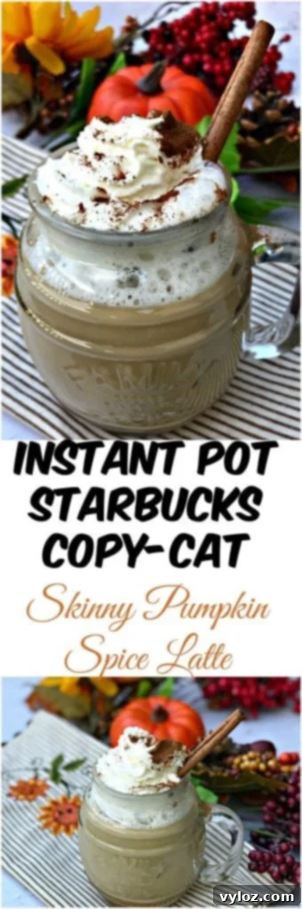 Pinterest graphic for Instant Pot Skinny Pumpkin Spice Latte