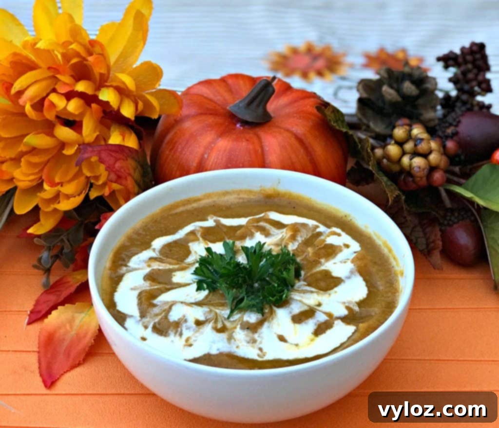 Delicious Instant Pot Pumpkin Spice and Sweet Potato Soup in a bowl, perfect for fall