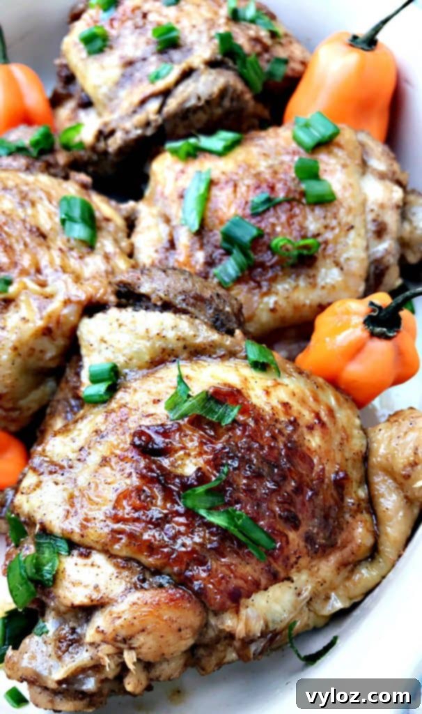 Flavorful Instant Pot Jamaican Jerk Chicken Thighs 4 Fresh ingredients for the jerk marinade, including habanero, green onions, and spices.