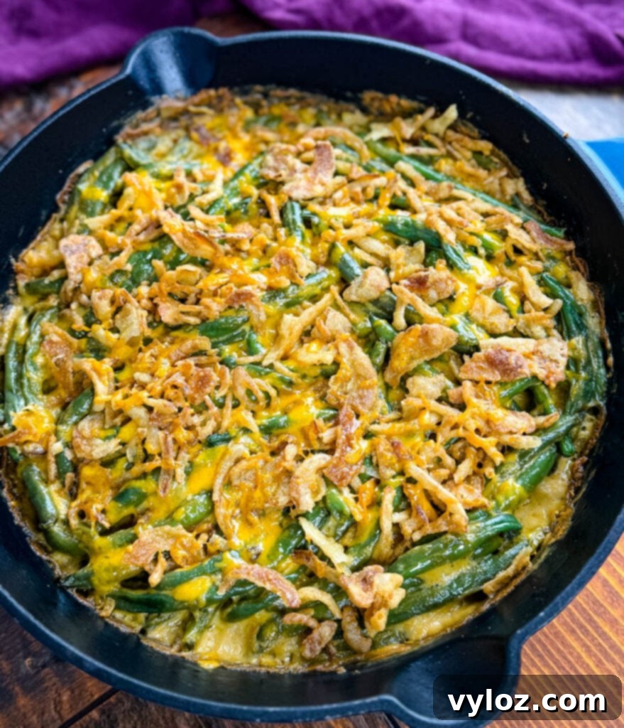 Creamy Green Bean Delight 12 unbaked green bean casserole without canned cream of mushroom soup in a skillet