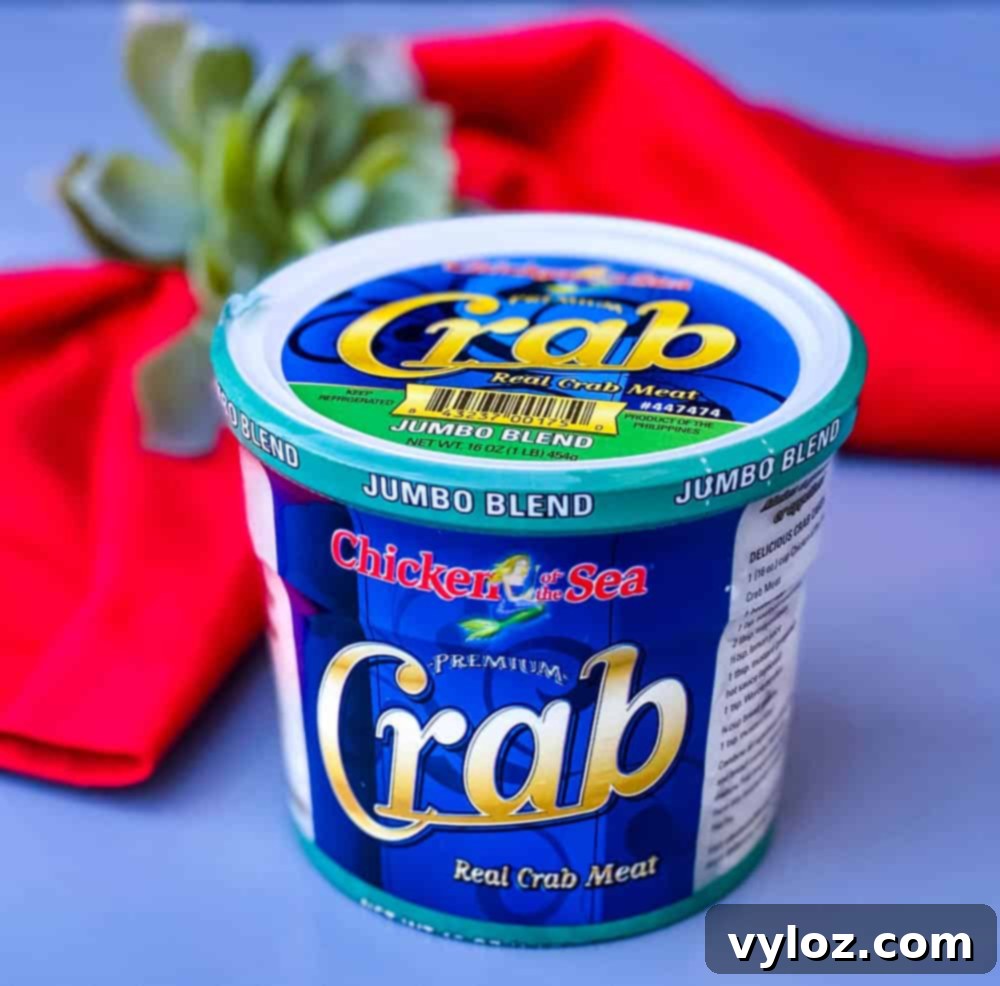 Quick and Crispy Air Fryer Crab Cakes 4 A sealed plastic container of premium jumbo lump crab meat, ready for use in cooking