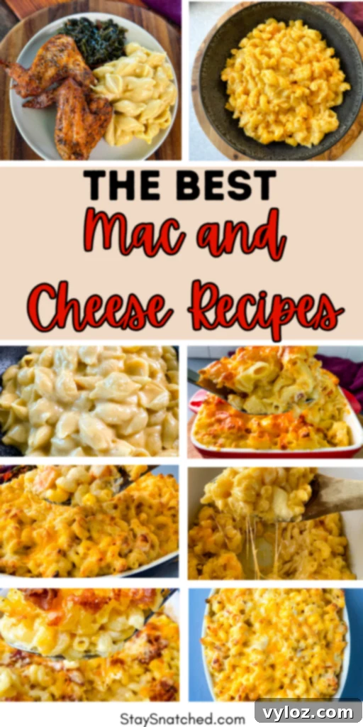 A collage featuring various delectable mac and cheese dishes, ideal for inspiring Thanksgiving menus and sharing on Pinterest.
