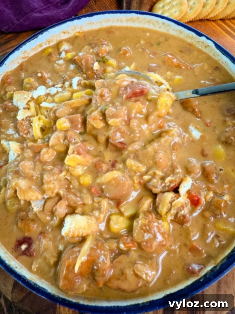 Protein-Packed Chicken Chili 12 high protein chicken chili in a white bowl with a spoon
