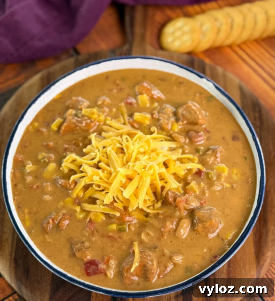 Protein-Packed Chicken Chili 9 high protein chicken chili in a white bowl with grated cheese