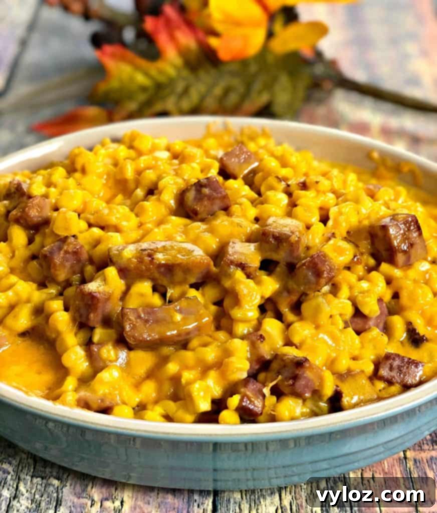 Instant Pot Baked Creamed Cheesy Corn with Ham