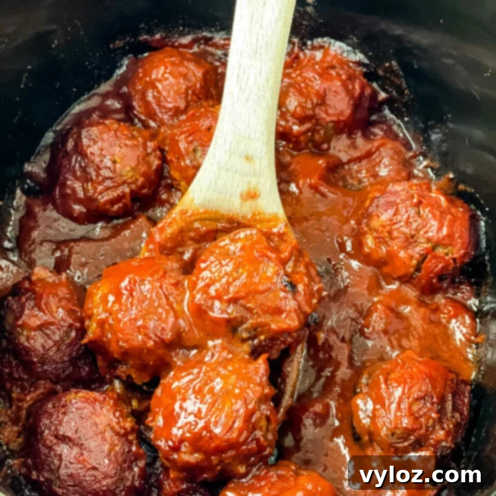 Easy Slow Cooker BBQ Meatballs appetizer
