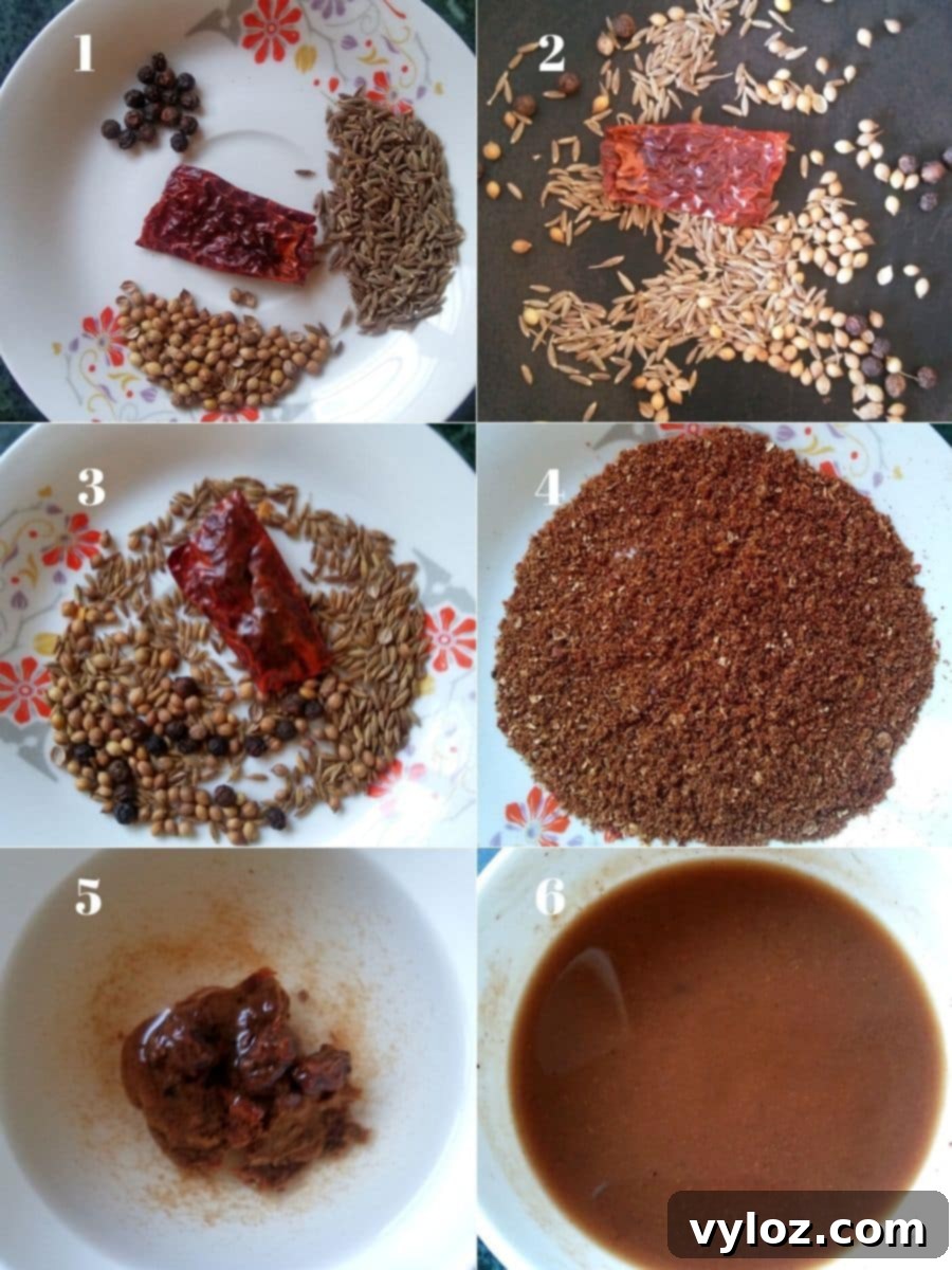 Boiled Aloo Chaat Steps - Preparing Spices and Tamarind